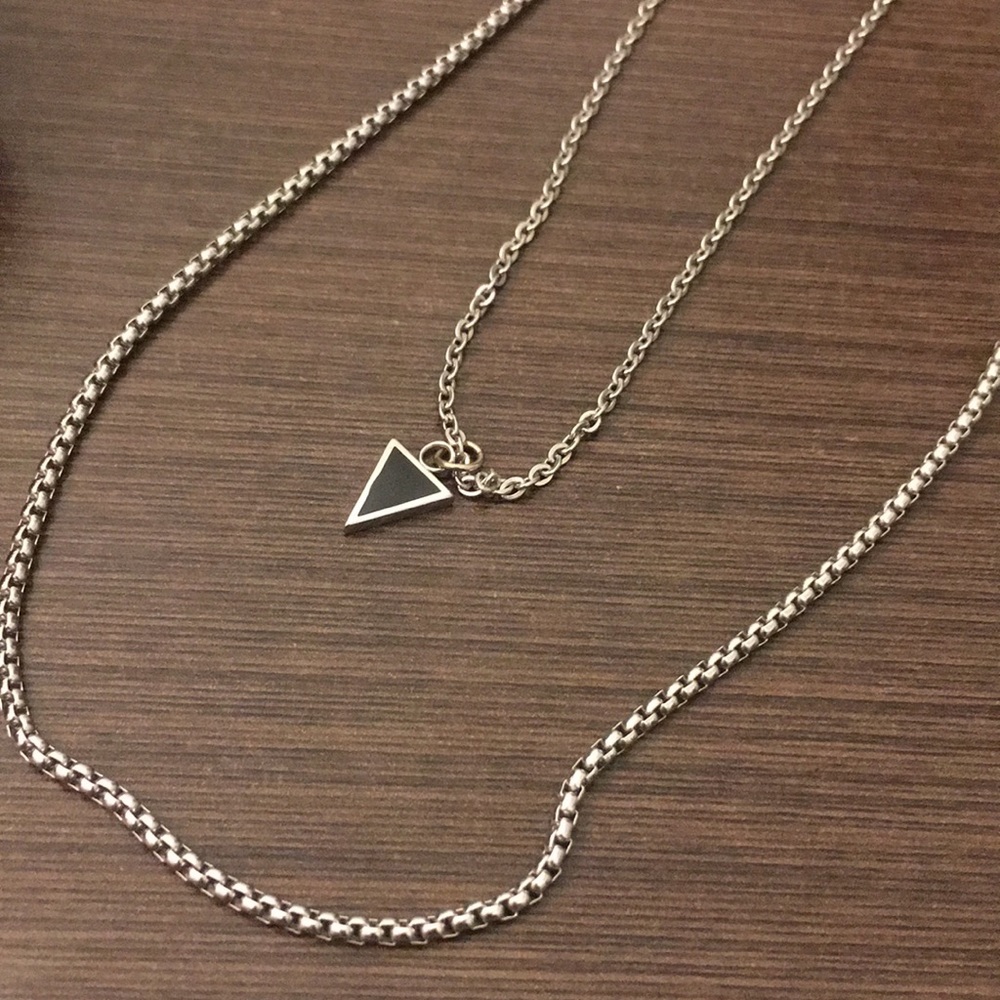 Stainless steel double chain necklace